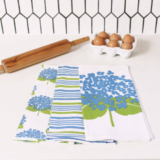 HYDRANGEA Cotton Kitchen Towels, Set of 3 rockflowerpaper