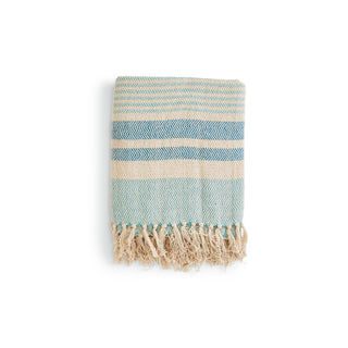 Striped Throw Blanket with Fringe Two's Company