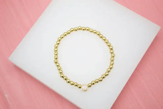 18K Gold Filled 4mm Gold Elastic Bead Bracelets MIA Jewelry