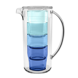 Simple Stacked Nested Pitcher Set 4 Assorted Color Glasses TarHong