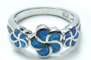 Sterling Silver Lab Opal Plumeria Ring - piper-and-dune - Jewelry