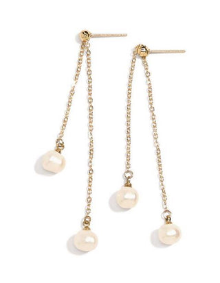 Chain and Genuine Pearl Drop Earrings - 4 Color Options - piper-and-dune - Jewelry