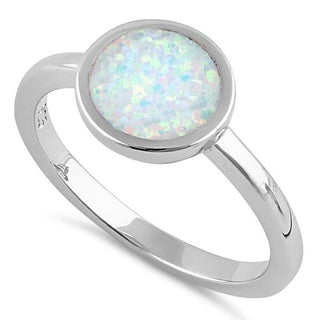 Simple Round White Opal Ring - Sterling Silver Wholesale Sparkle