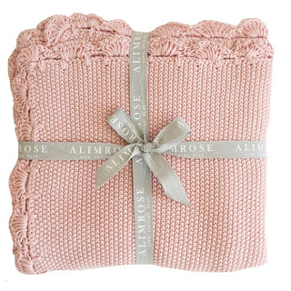 Organic Cotton Mini Moss Stitch Blanket - Dusty Rose - piper-and-dune - Baby + Kids
