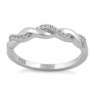 Sterling Silver Braided Clear CZ Ring - piper-and-dune - Jewelry