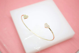 18K Gold Filled Heart Wrist Cuff Bangle MIA Jewelry