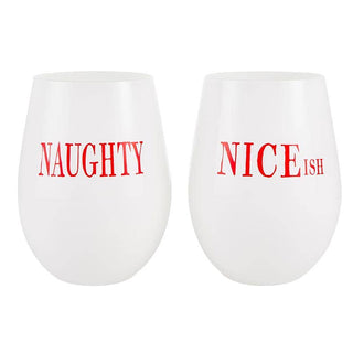 Face to Face Wine Glass Set of 2 - Naughty/Niceish Santa Barbara Design Studio by Creative Brands