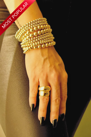 Gold Bead Bracelet | 18k Gold Filled Beaded Bracelet | Signature Bracelet | Stackable Bracelets | Stretchy Bracelet (I55-63) MIA Jewelry