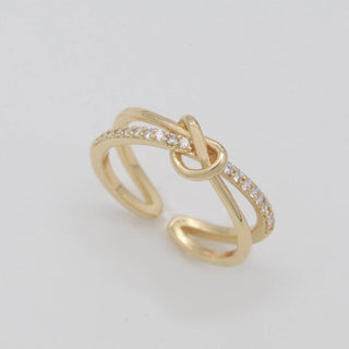 Gold Ring Double Band Ring Gold Twisted Stacking Ring Cz Ring Open Ring Adjustable Ring for Minimalist Jewelry Gift Idea S219 Aim Eternal