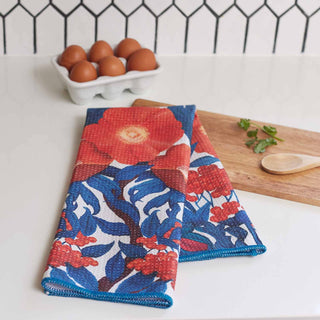 ICELANDIC POPPIES blu Kitchen Tea Towel rockflowerpaper