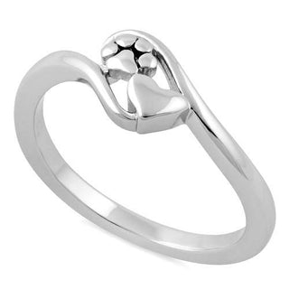 Sterling Silver Paw & Heart Ring Wholesale Sparkle