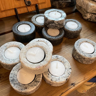 Single Granite Tea Lights Sea Stones