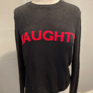 Women’s "Naughty" Crewneck Sweater - Black Pearls & Camo