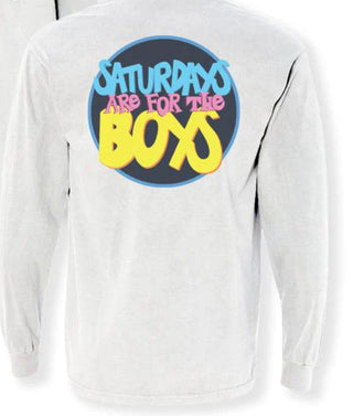 Saturday Is For The Boys Pocket Long Sleeve T-Shirt | Bar Stool Barstool Sports