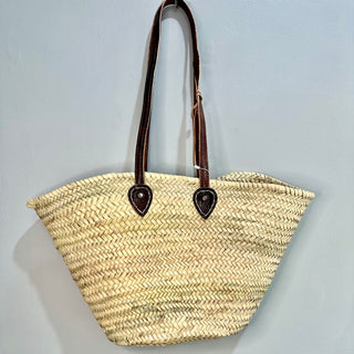 Straw Bag Classic Handle Leather French Baskets – Piper and Dune