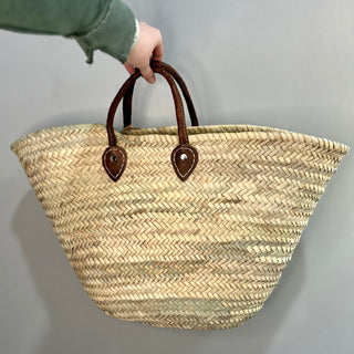 Straw Bag Classic Handle Leather French Baskets – Piper and Dune