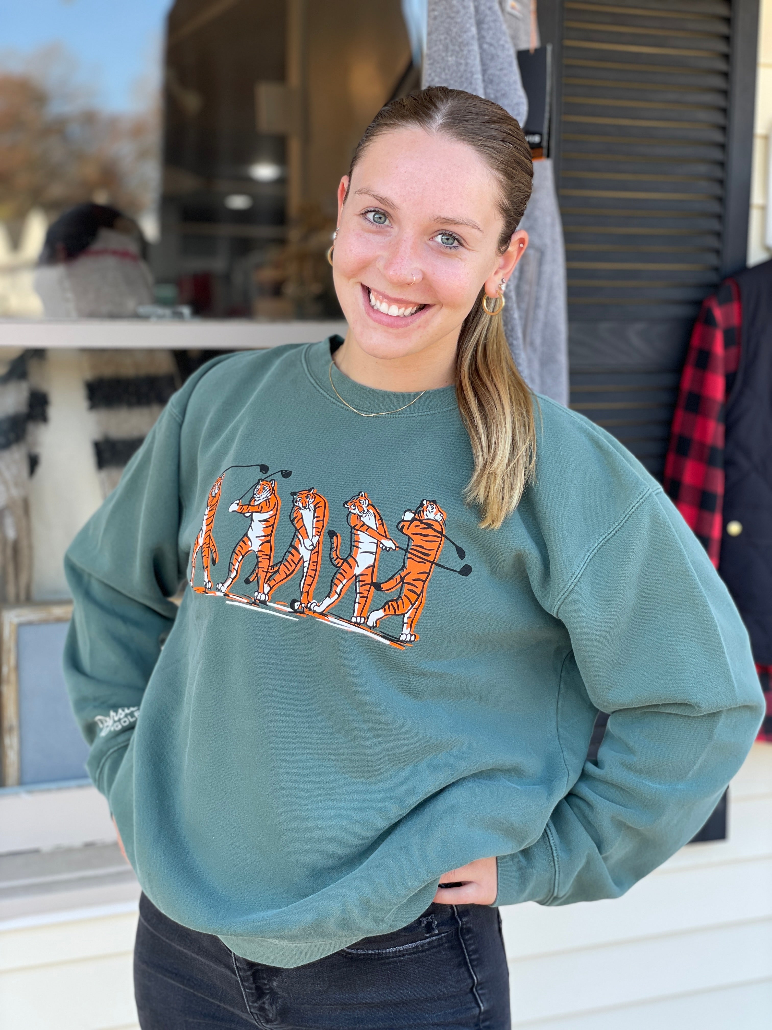 Barstool Golf Tiger Swing Crewneck Sweatshirt - Green