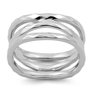Sterling Silver 3 Wavy Hammered Ring Wholesale Sparkle