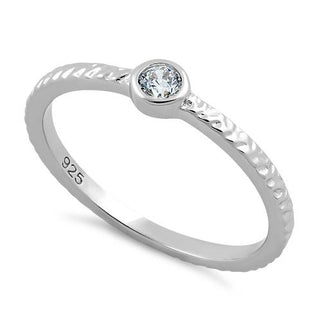 Small Round Cut Clear CZ Ring - Sterling Silver Wholesale Sparkle